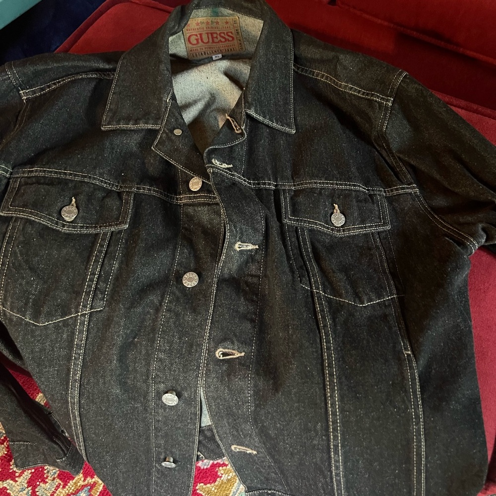 Vintage 90s GUESS Black Denim Jacket